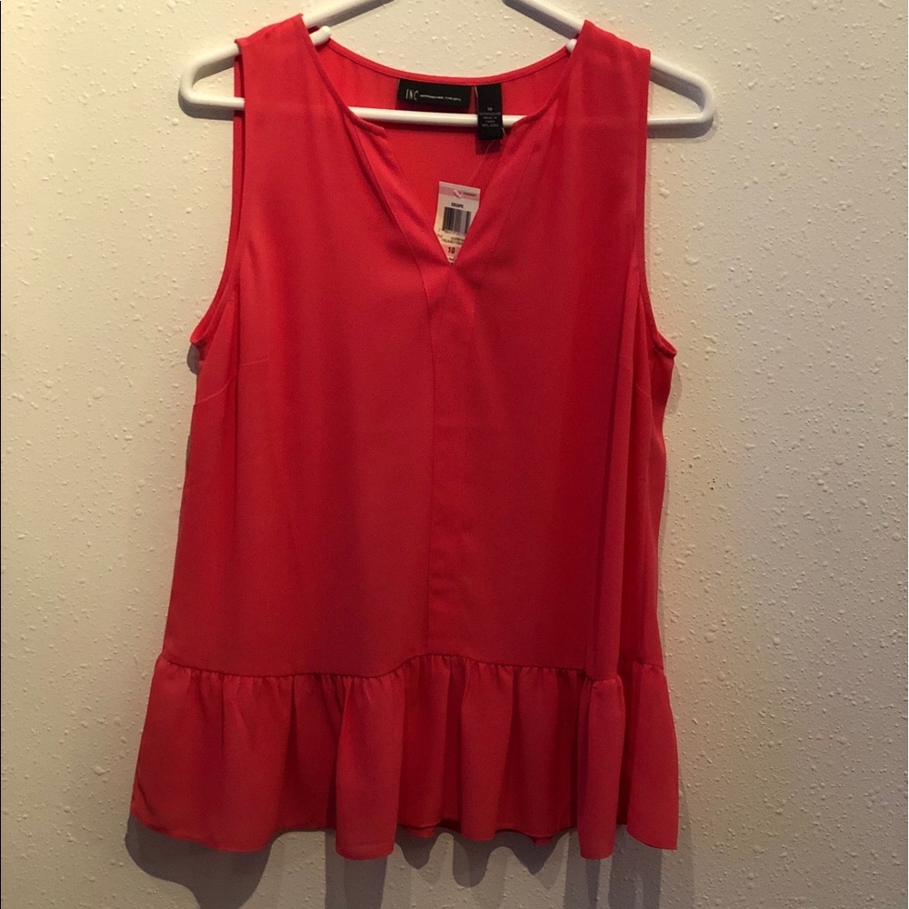 NWT Women’s INC BLOUSE Orange V Neck Escape Size 10